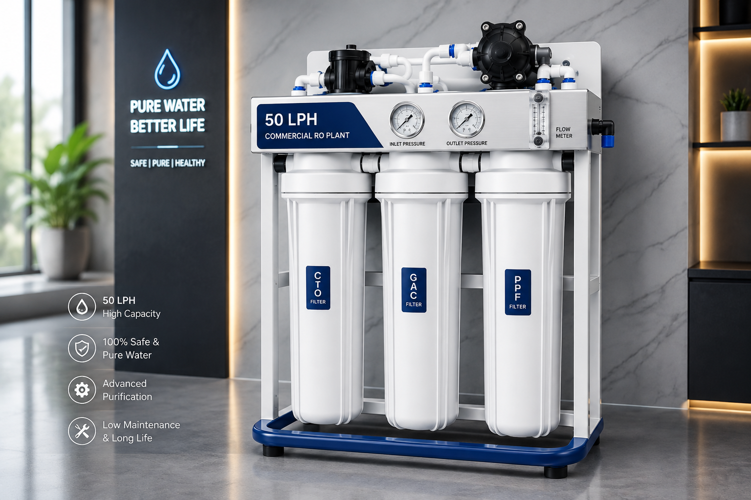 Eco Commercial 50 LPH RO Plant